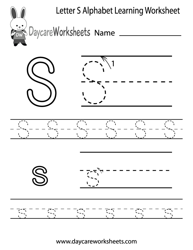 letter s writing worksheet