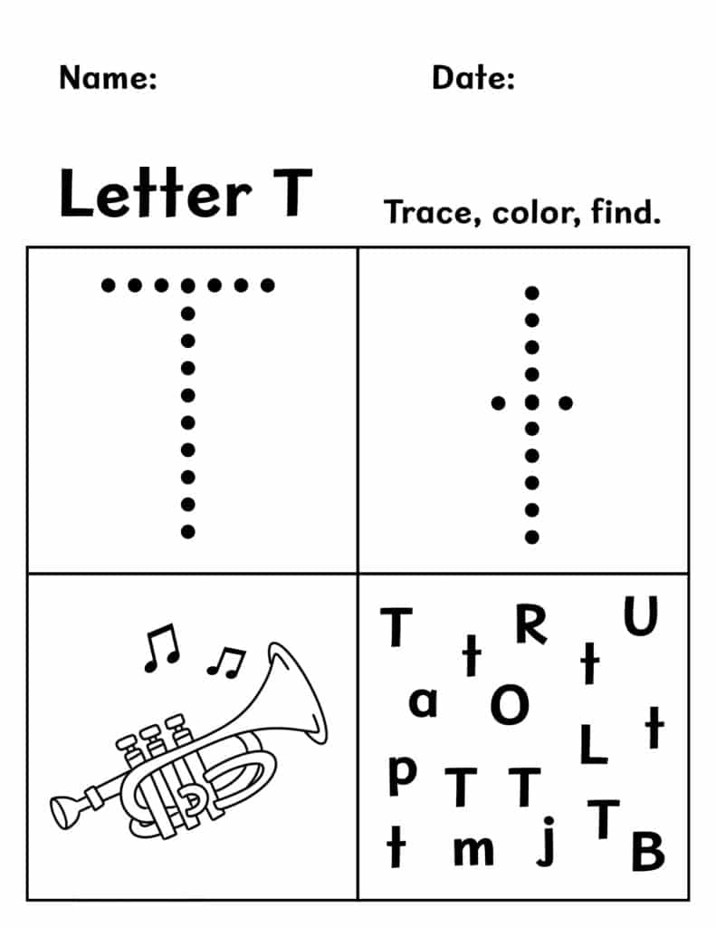 FREE Letter T Worksheets For Preschool The Hollydog Blog