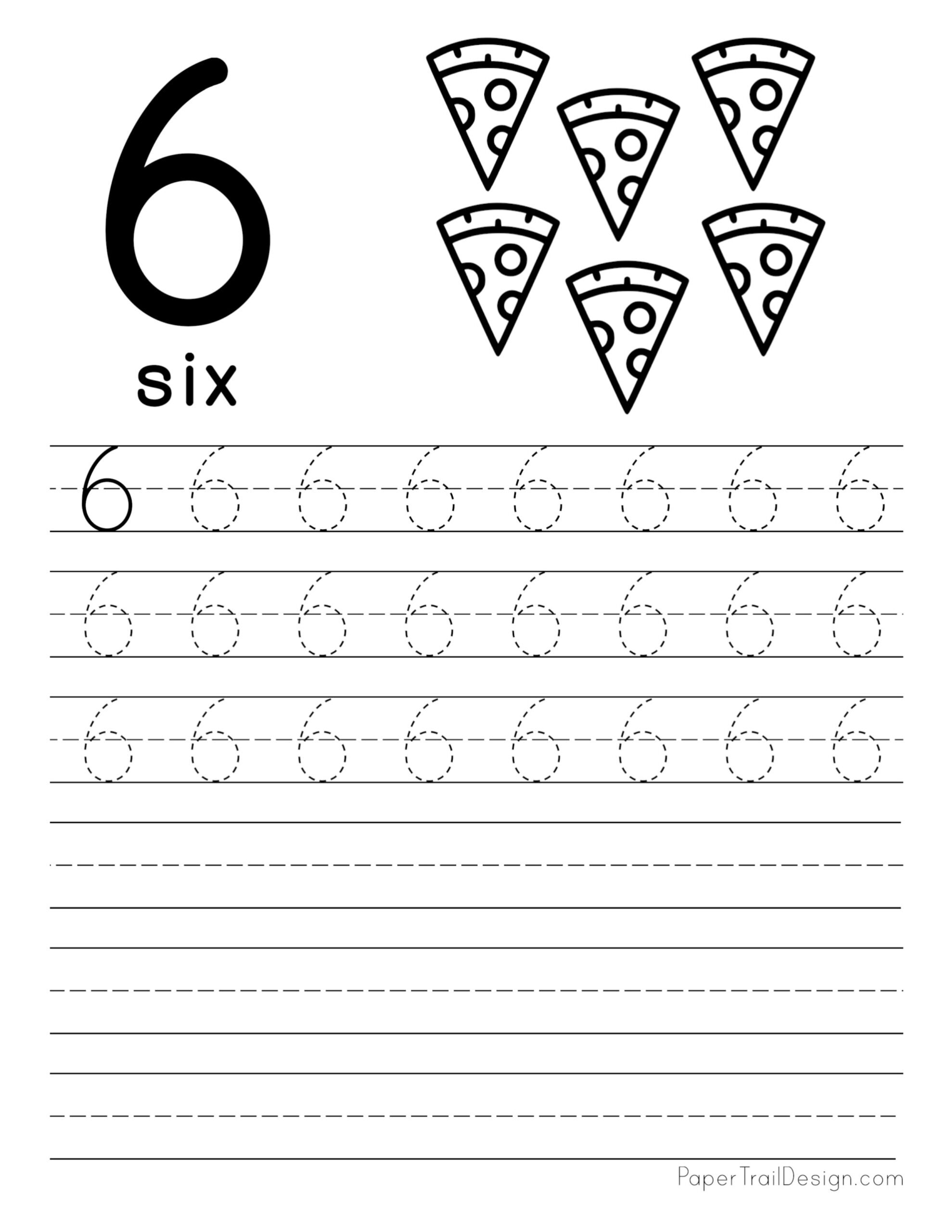 number 6 tracing worksheets