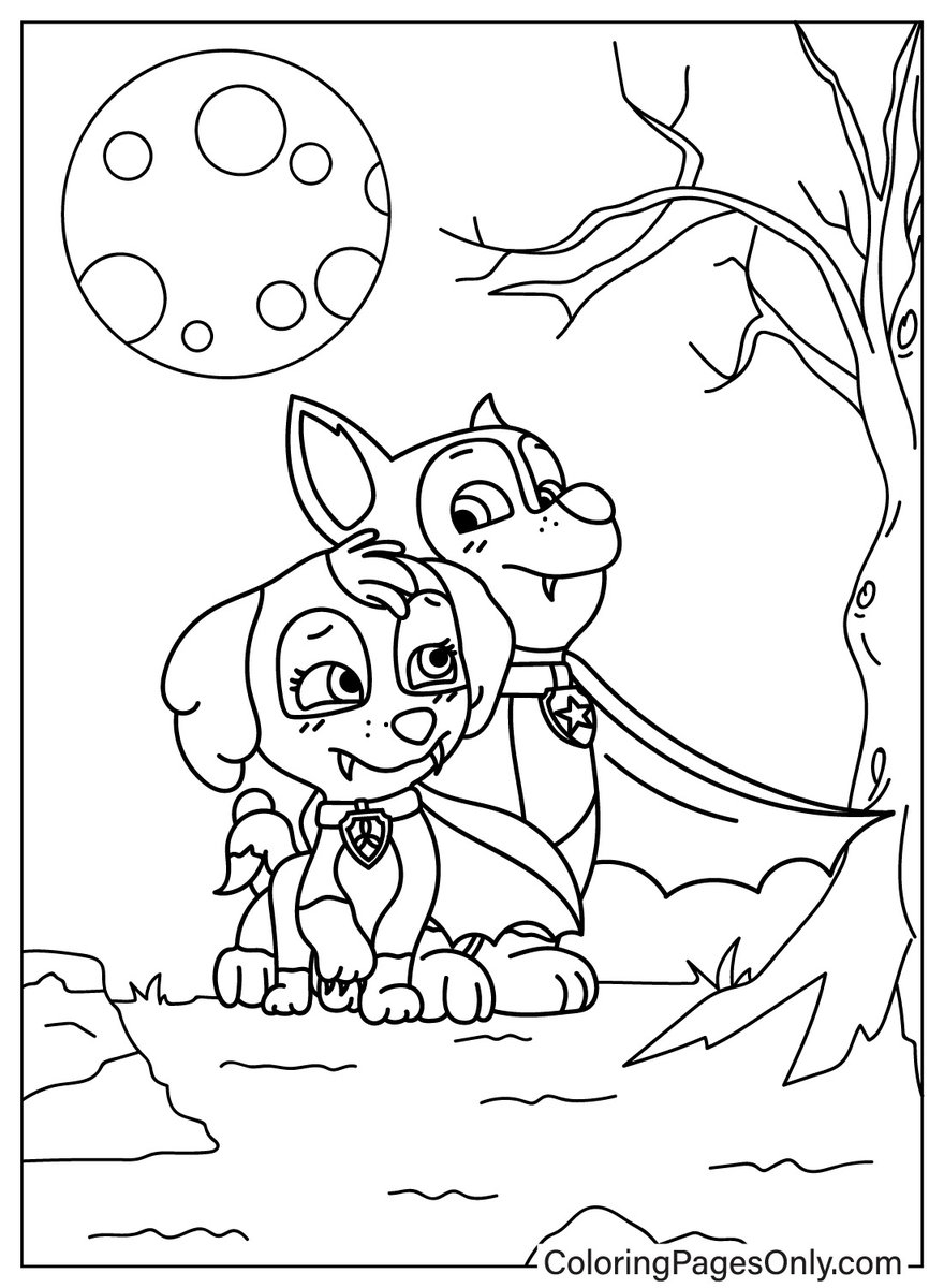 paw patrol halloween coloring