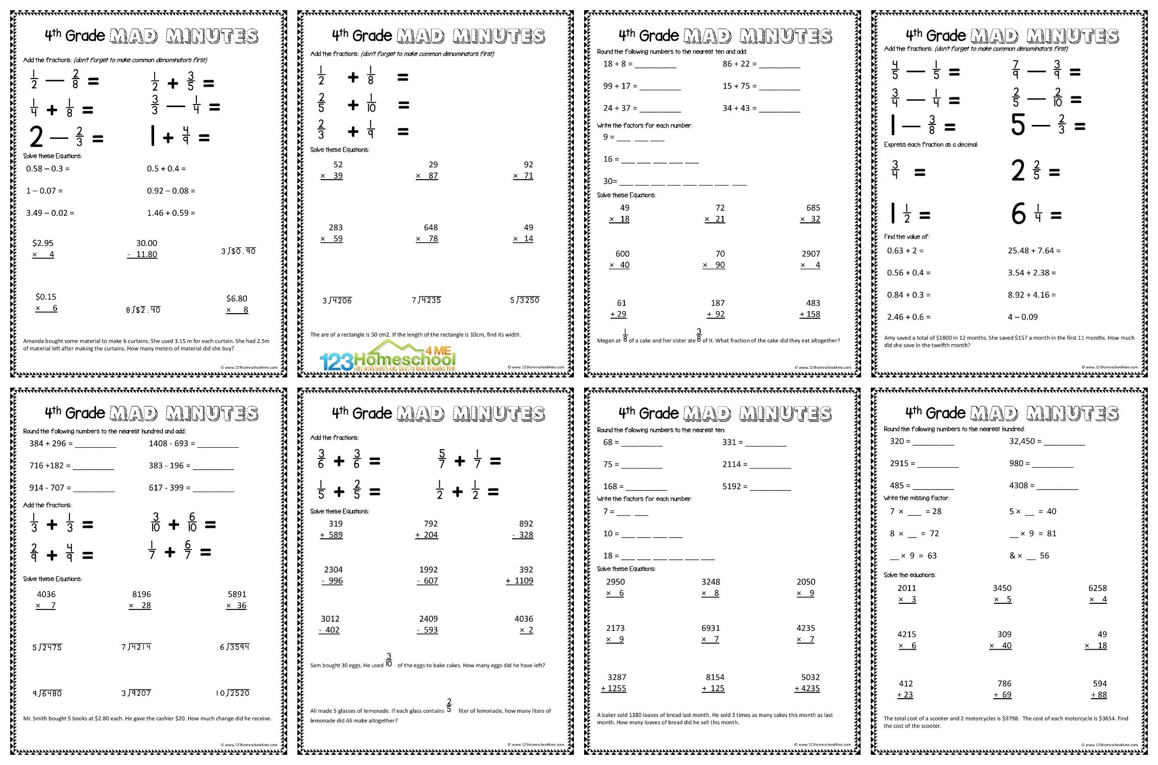 multiplication worksheets grade 4 pdf