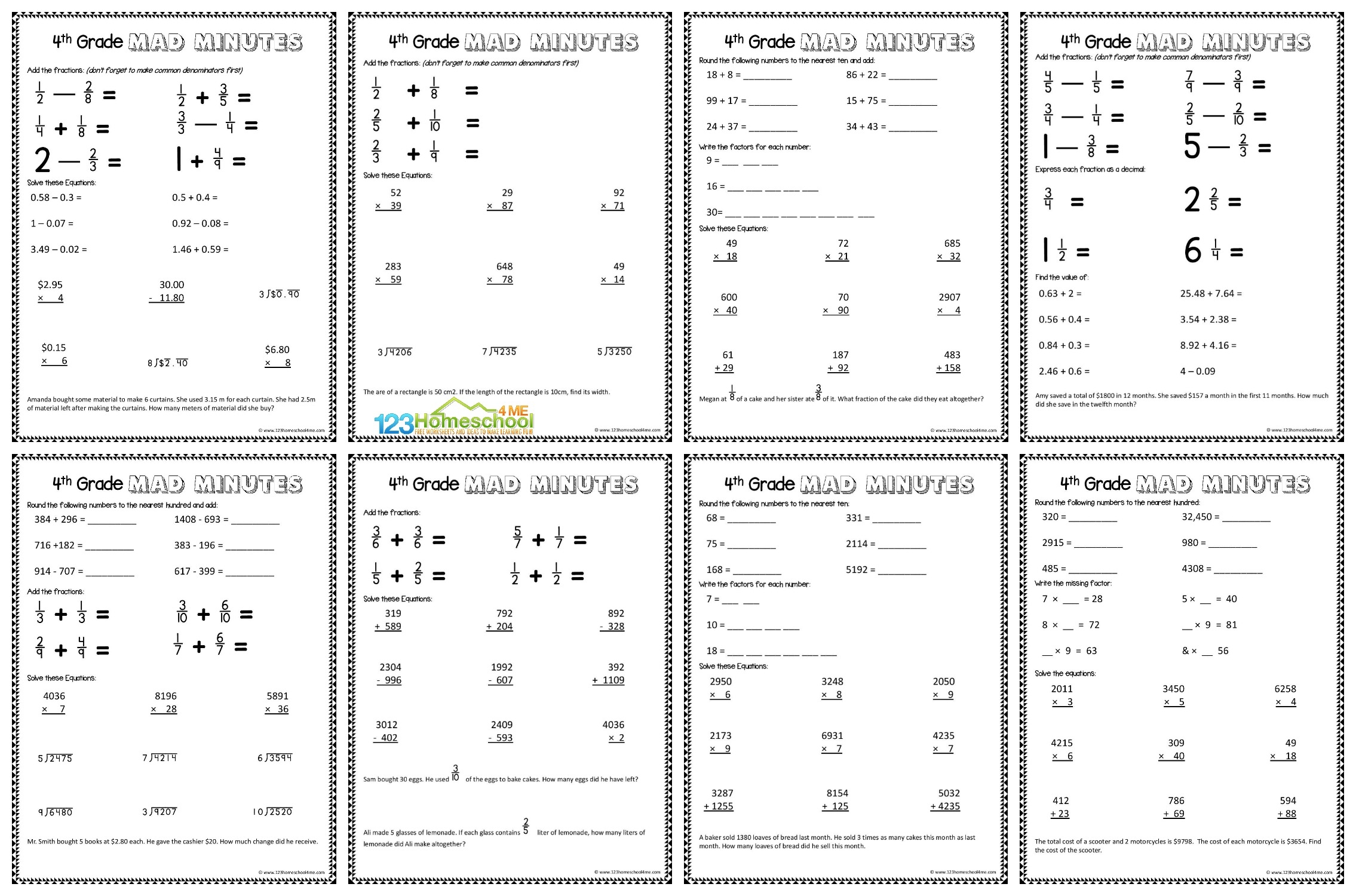 grade 4 math worksheets grade 4 math worksheets