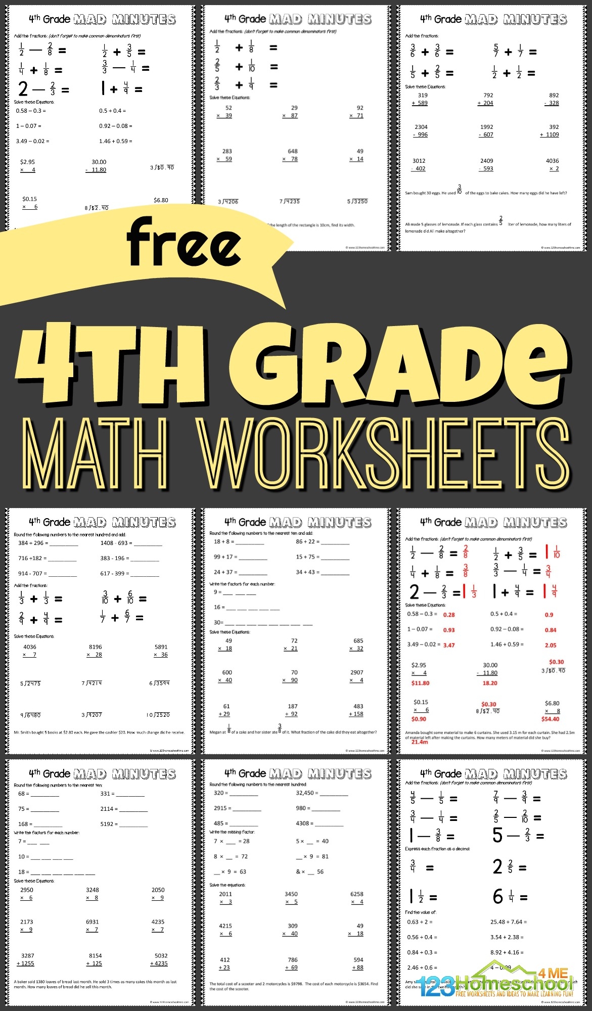FREE Printable 4th Grade Math Worksheets Pdf FREE Printable 4th Grade Math Worksheets Pdf