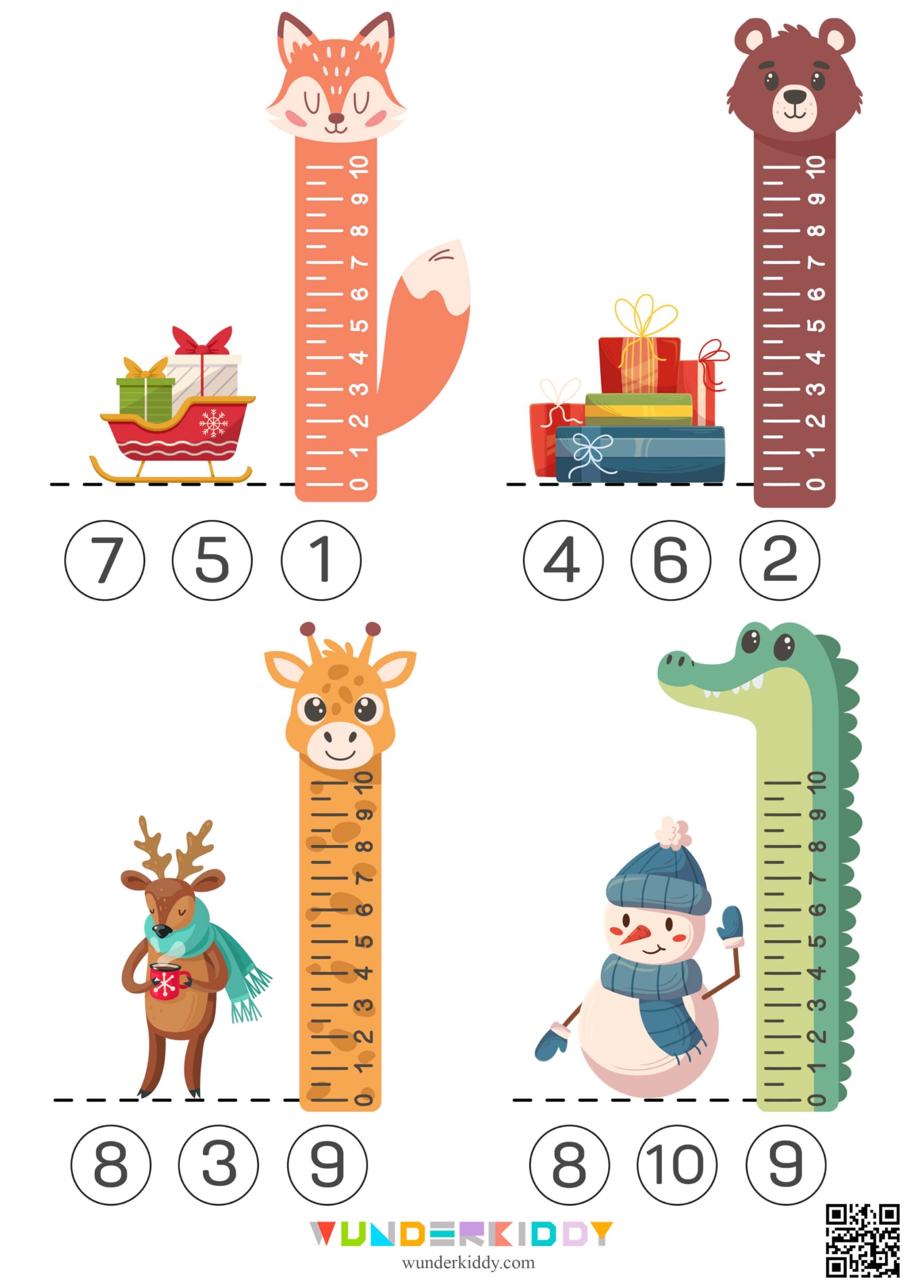 Free Printable Christmas Measurement To 10 Ruler Worksheets