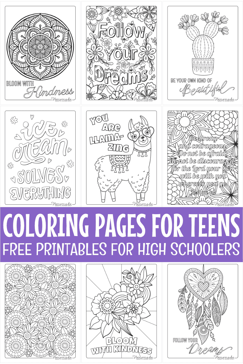 coloring pages printable for teenagers