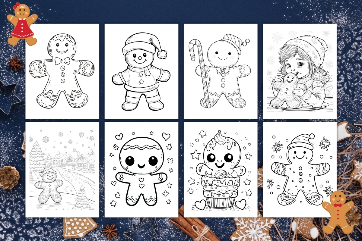 gingerbread men coloring pages