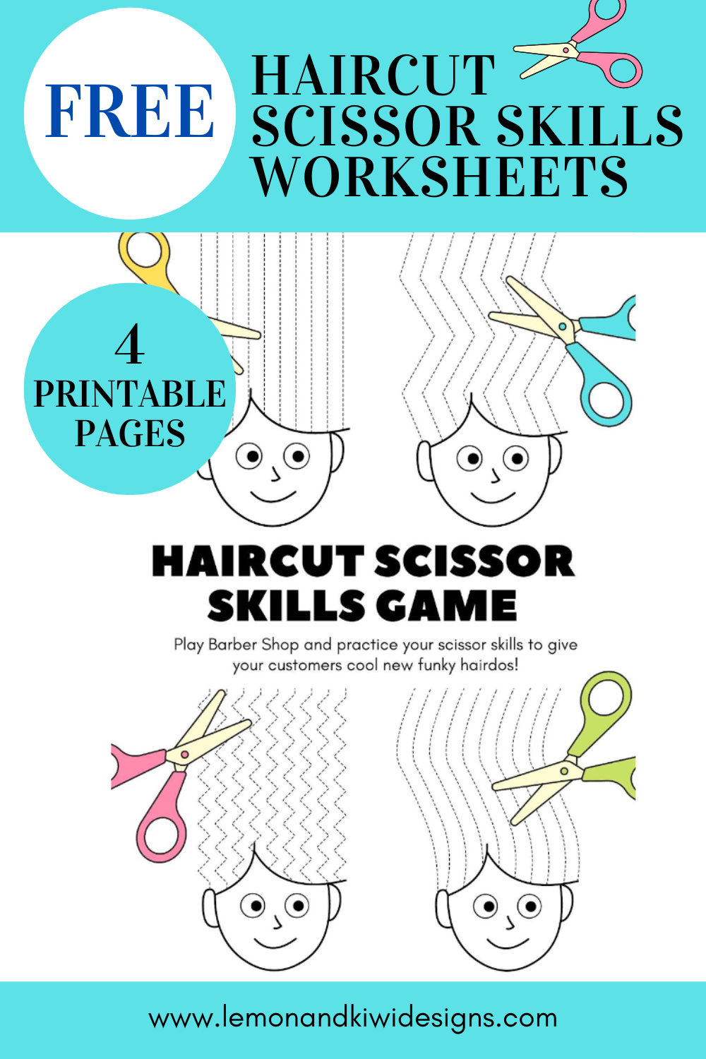 Free Printable Hair Cutting Scissor Activity Worksheets Lemon And Kiwi Designs