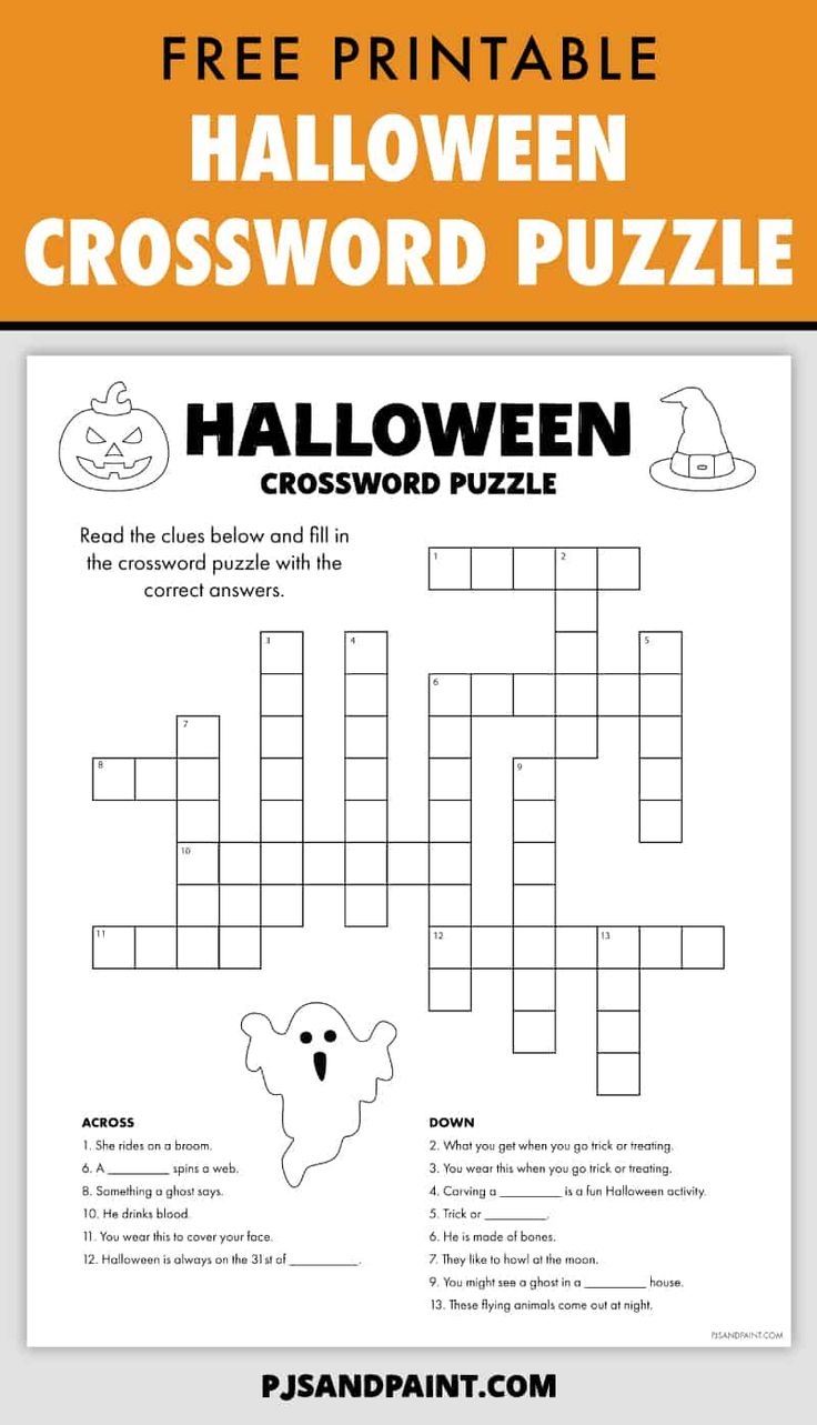 puzzles to print halloween crossword