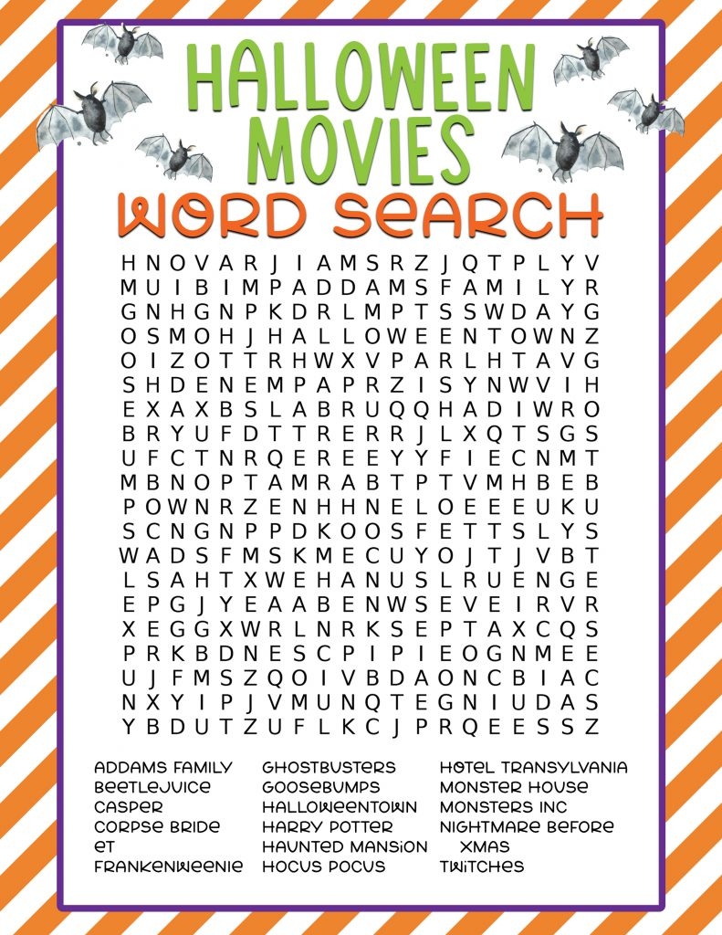 free printable halloween word search