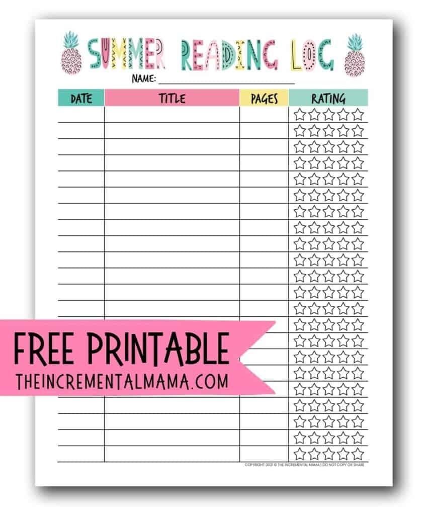 reading log free printable reading log free printable