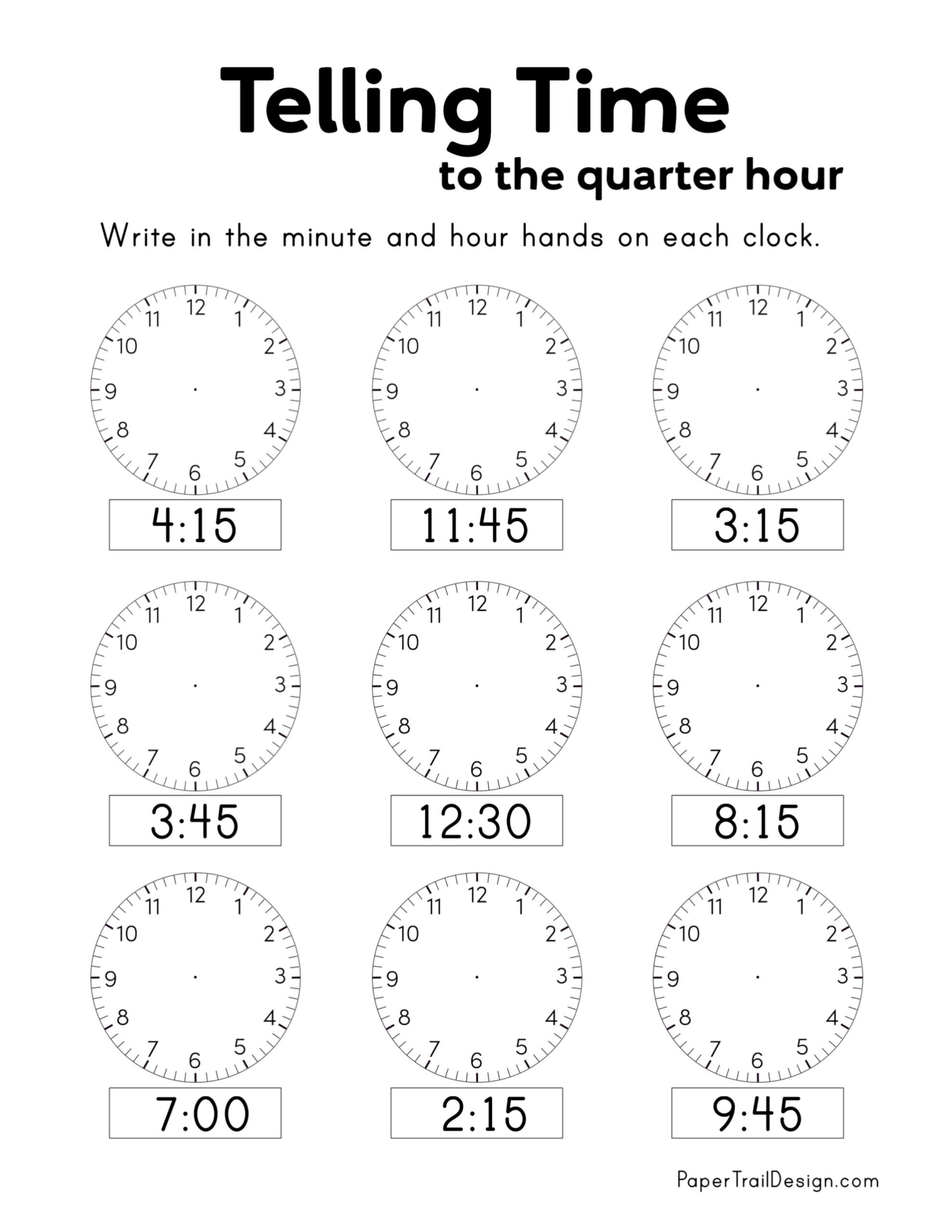 Free Printable Telling Time Worksheets Paper Trail Design Free Printable Telling Time Worksheets Paper Trail Design