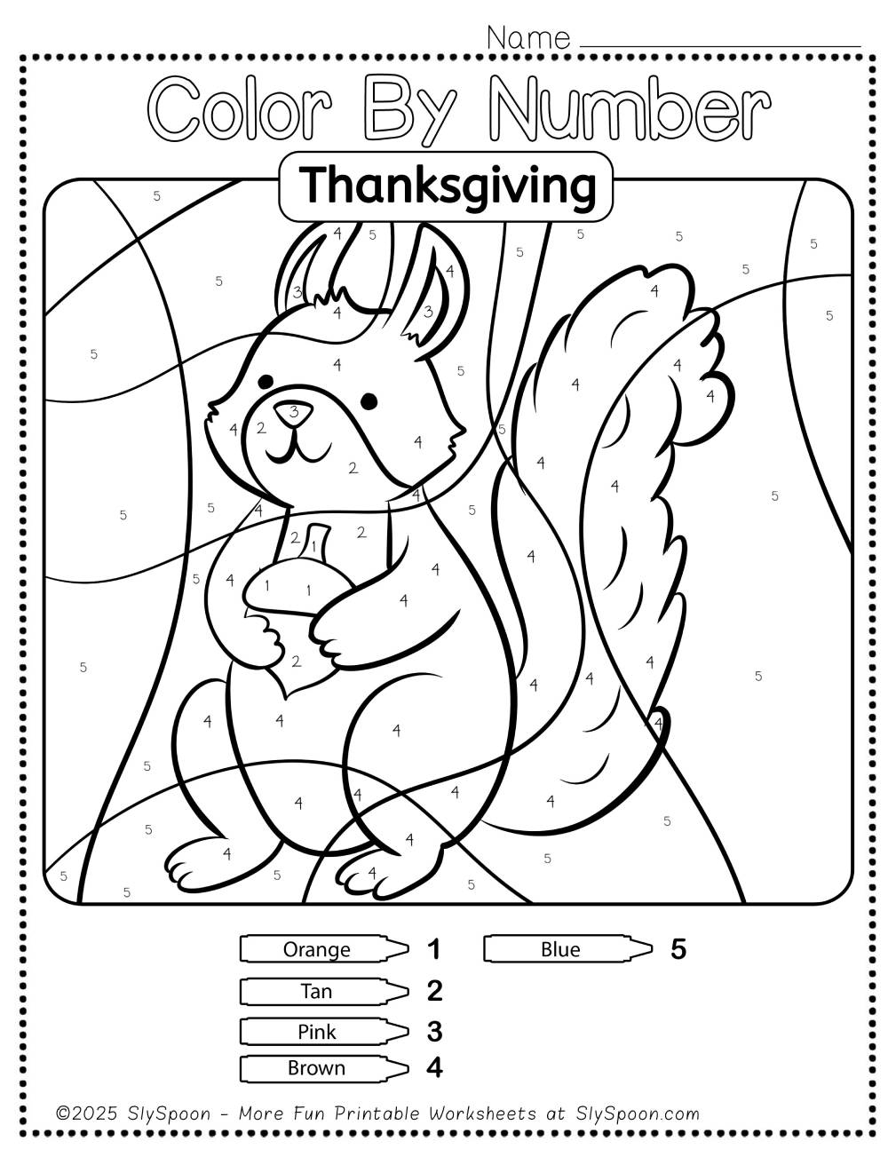 Free Printable Thanksgiving Color By Number Pages For Kids Sly Spoon
