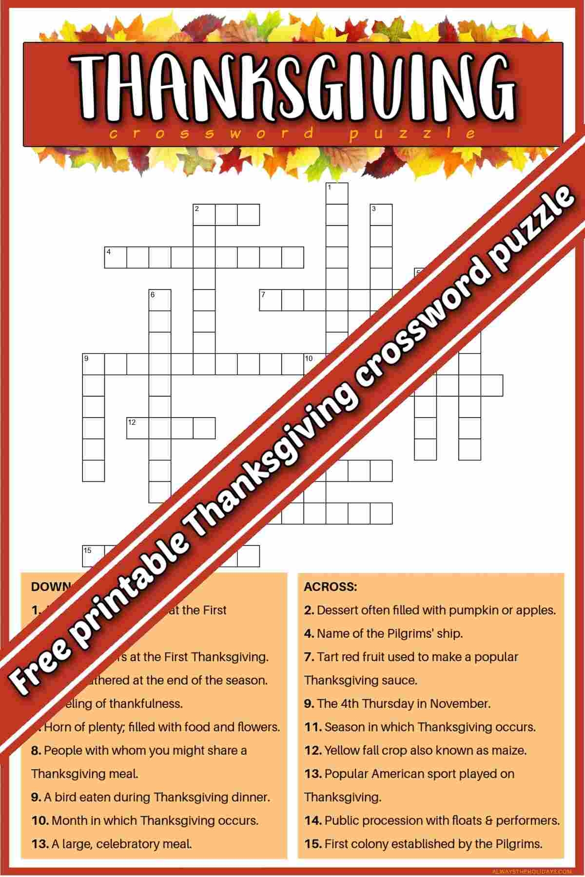thanksgiving cross word puzzles thanksgiving cross word puzzles
