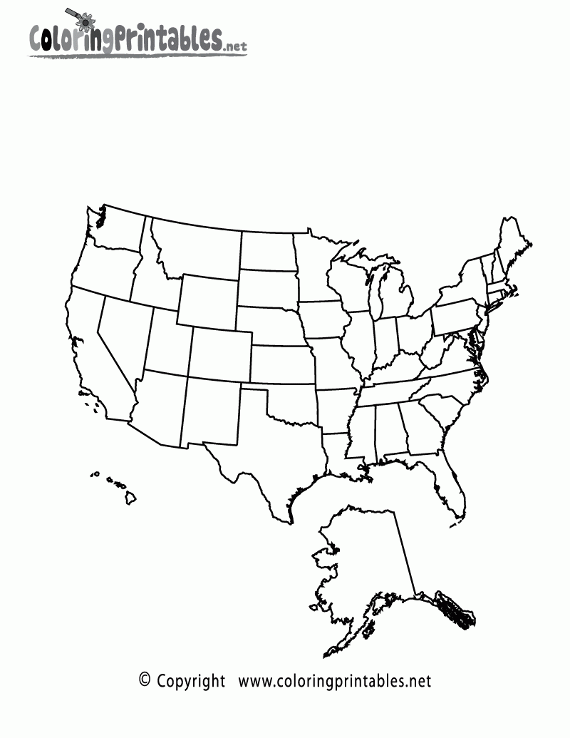Free Printable USA Map Coloring Page