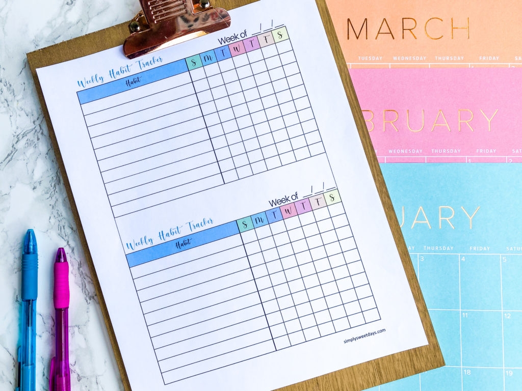 habit tracker free printable