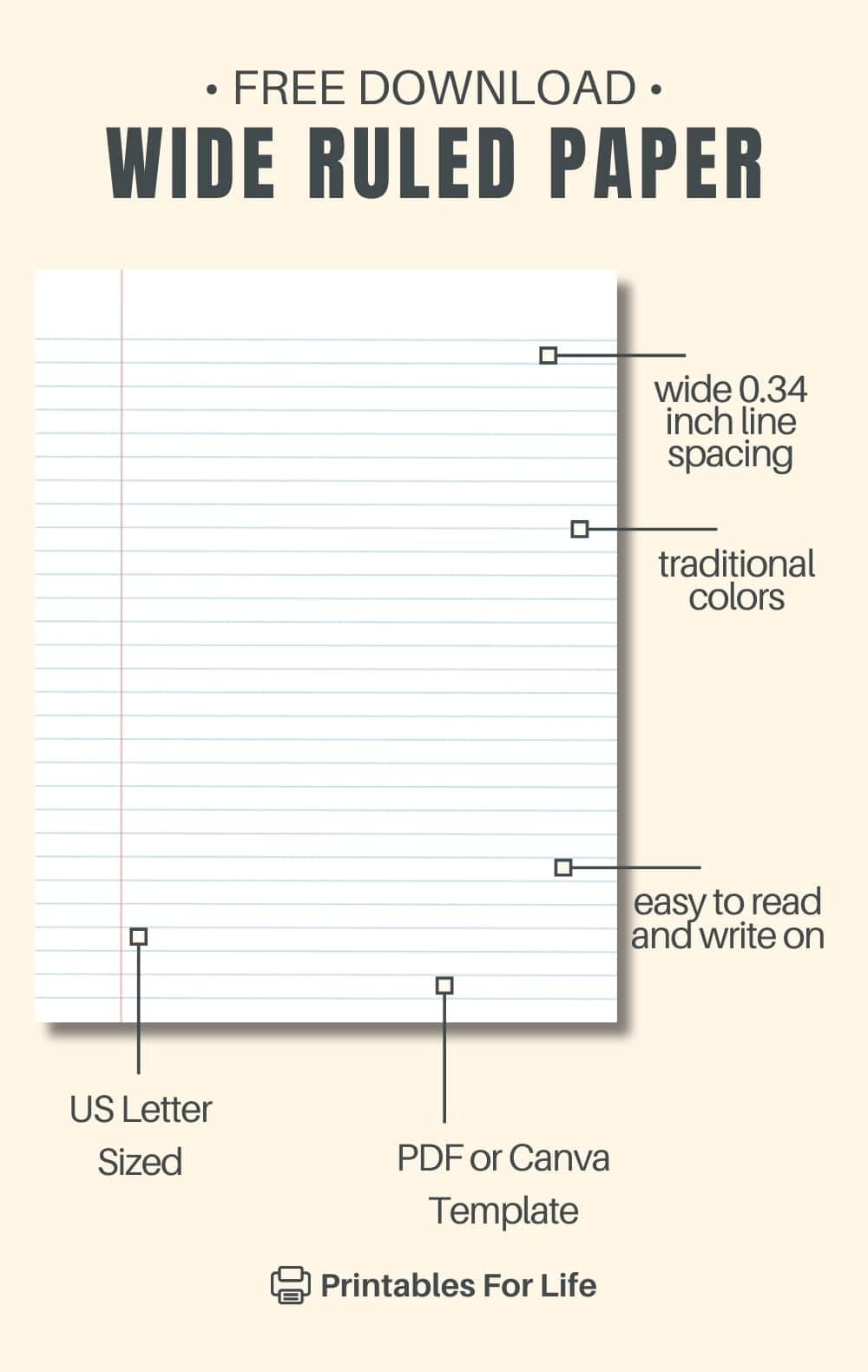 FREE Printable Wide Ruled Paper PDF