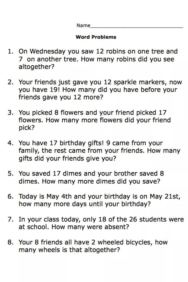 Free Printable Worksheets For Second Grade Math Word Problems