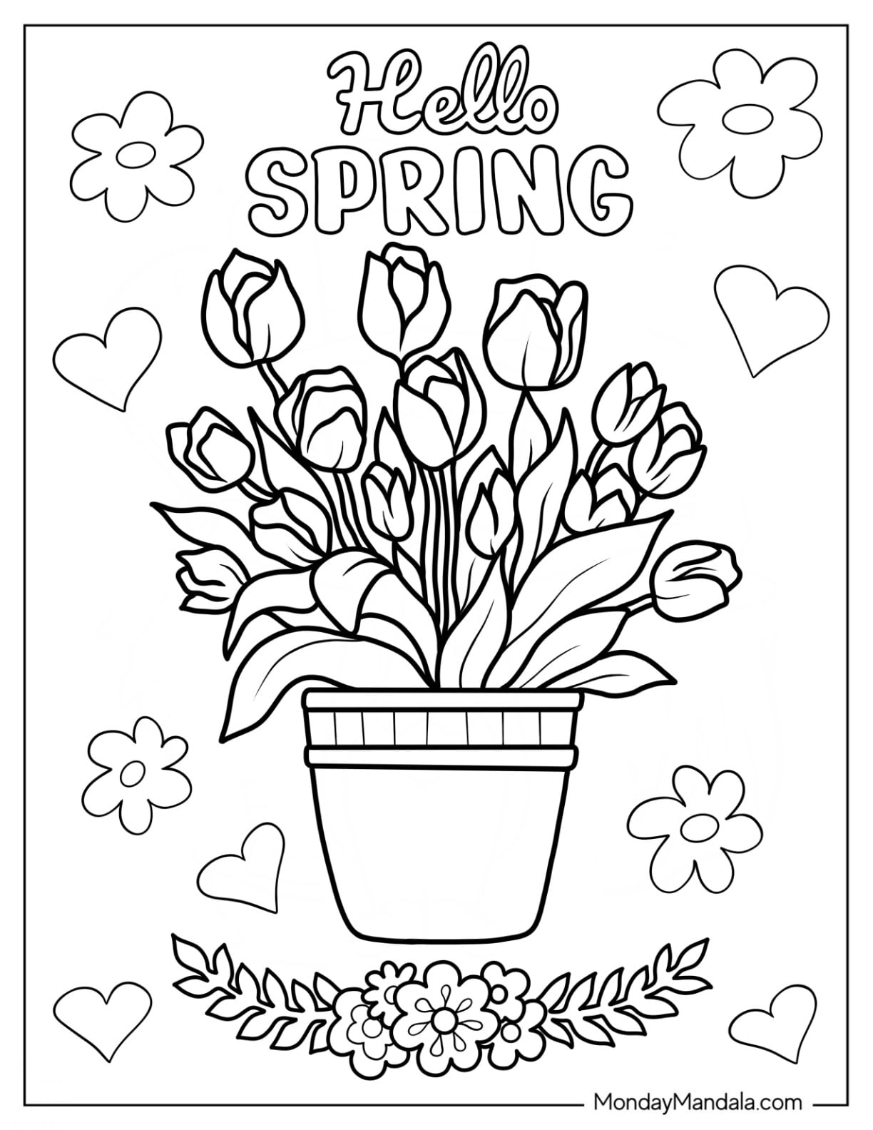 Free Spring Printable Coloring Sheets For Kindergarten Spring Flowers Coloring Spring Coloring Sheets Free Printable