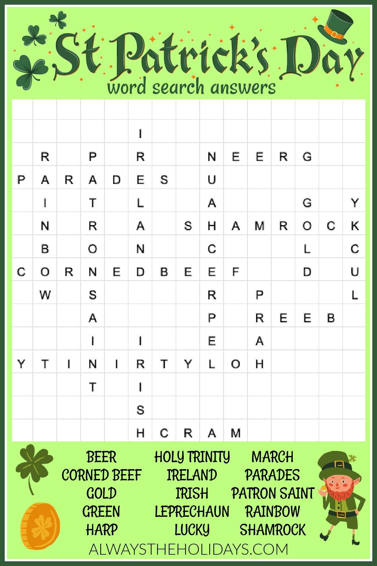 Free St Patrick s Day Word Search Printable Answers Included Free St Patrick s Day Word Search Printable Answers Included
