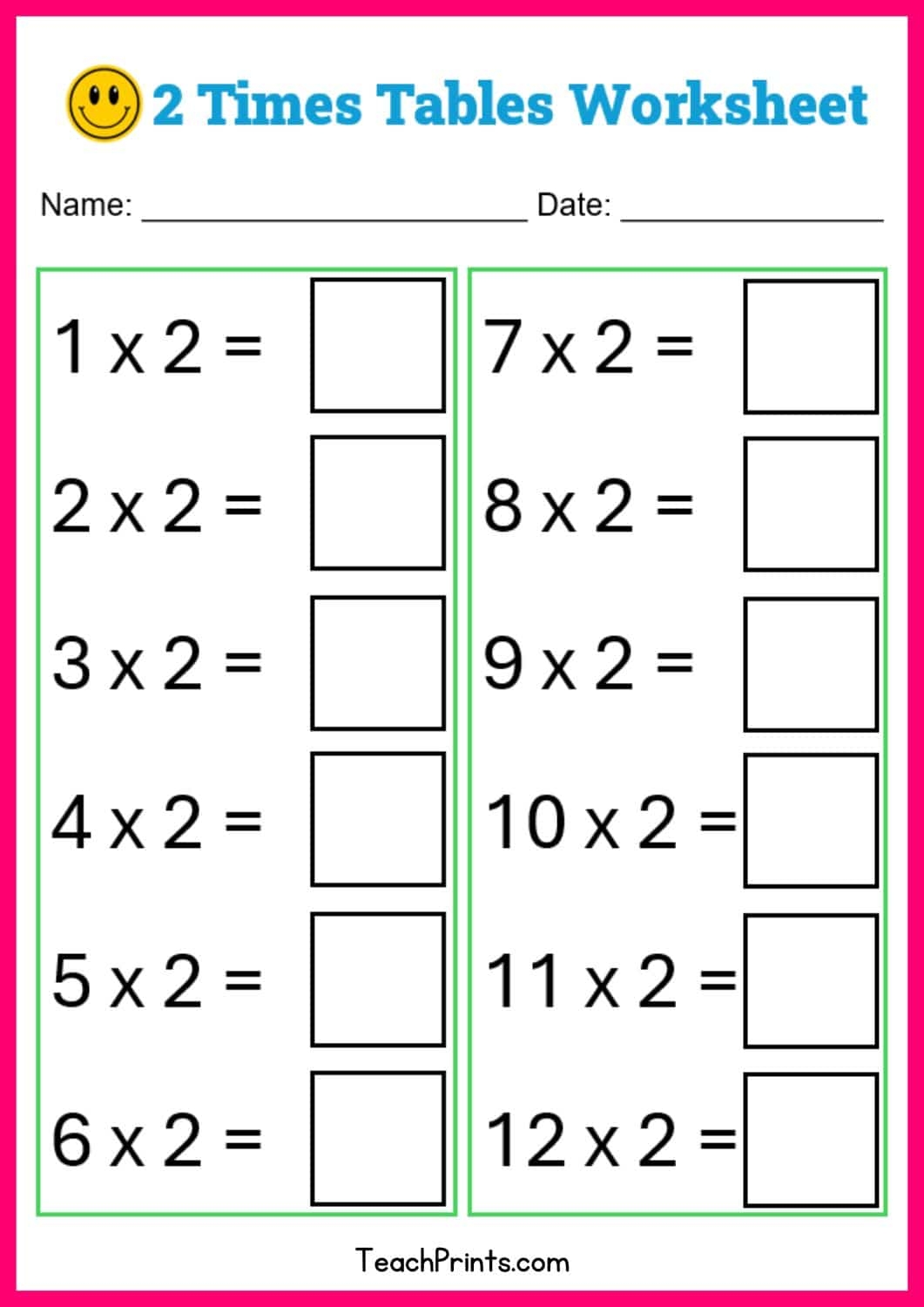 Free Two Times Tables Worksheets Teach Prints Free Two Times Tables Worksheets Teach Prints