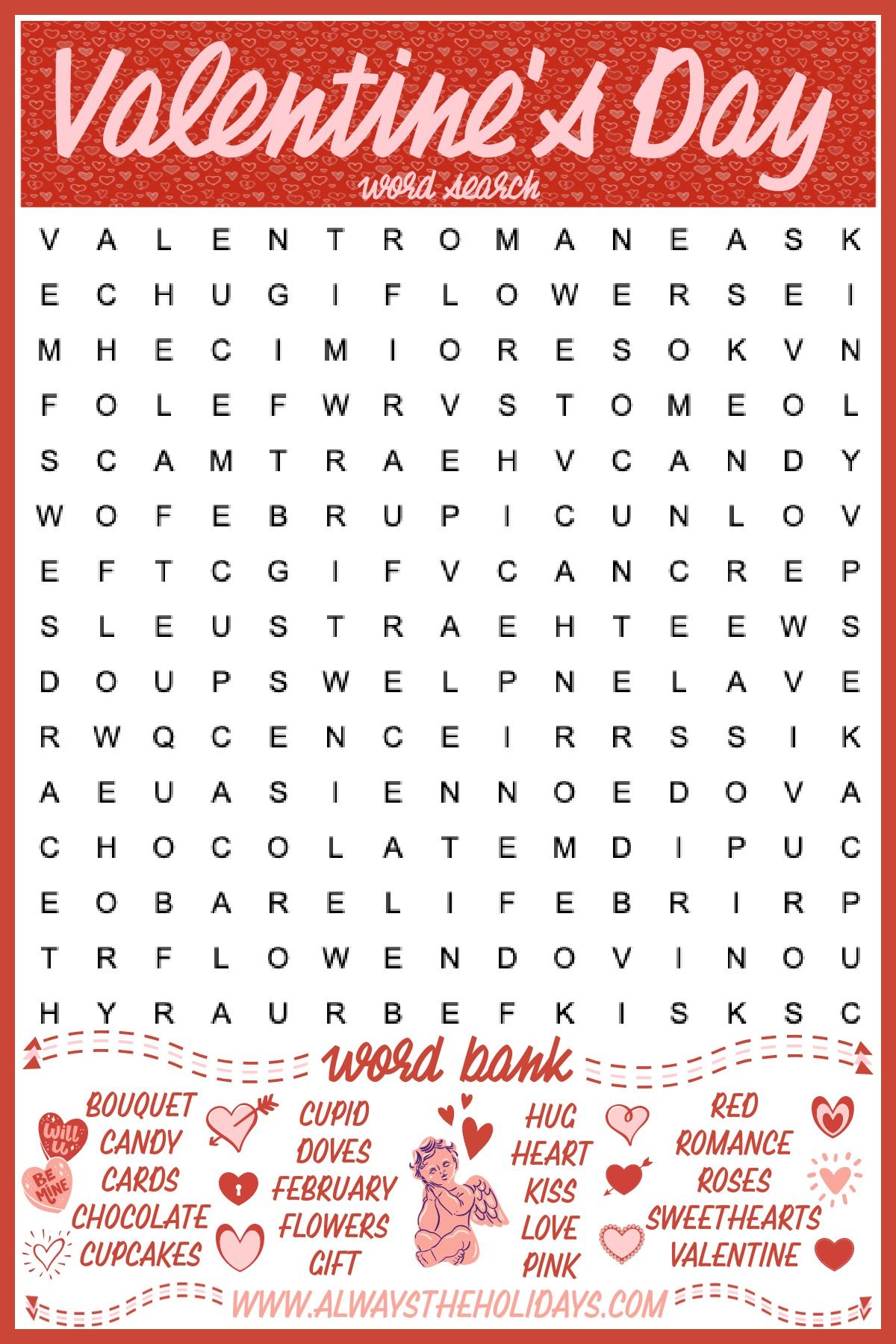 Free Valentine s Day Word Search Printable Answer Key Included Free Valentine s Day Word Search Printable Answer Key Included