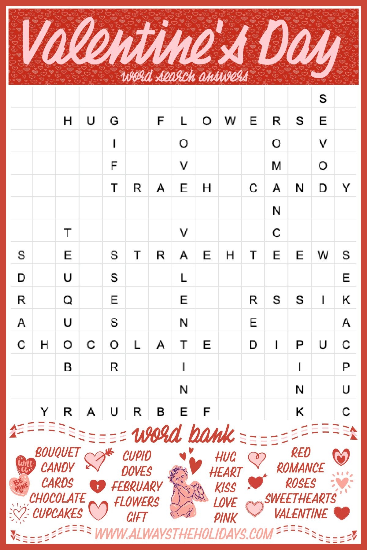 Free Valentine s Day Word Search Printable Answer Key Included Free Valentine s Day Word Search Printable Answer Key Included