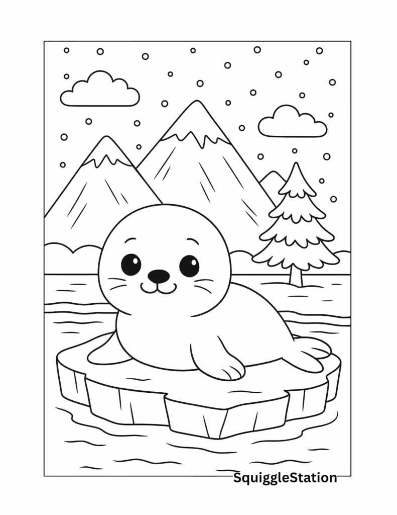 Free Winter Seal Coloring Pages Cute Arctic Animal Printables For Kids Squigglestation