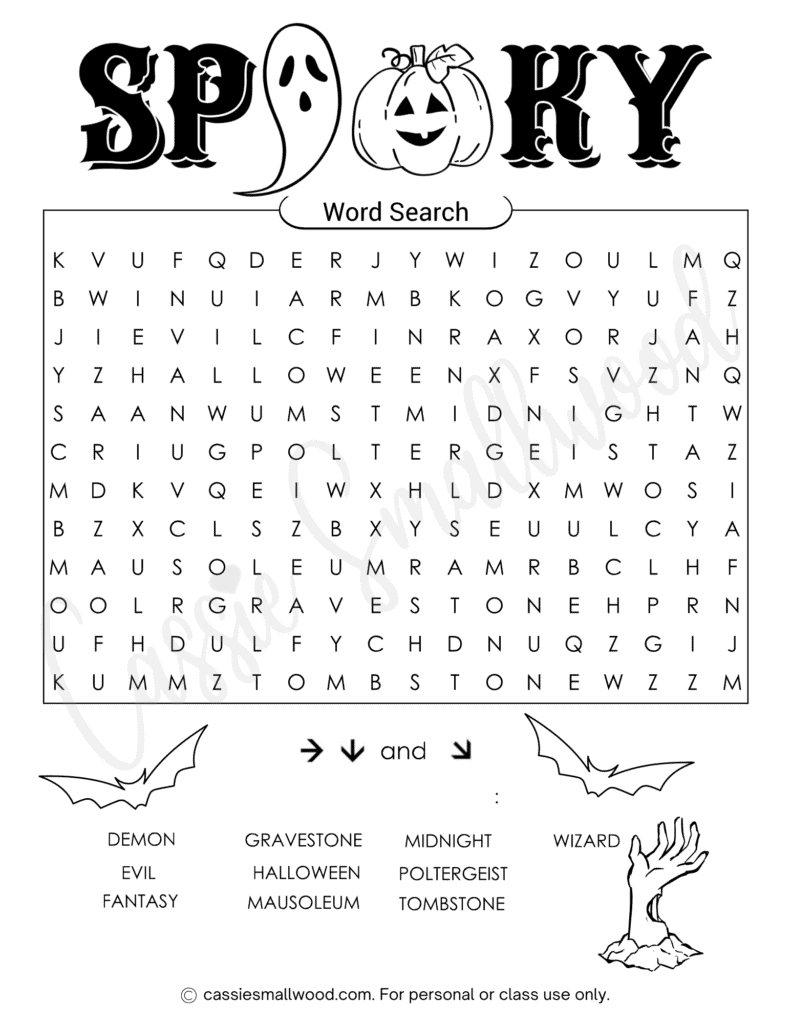 halloween word search puzzles