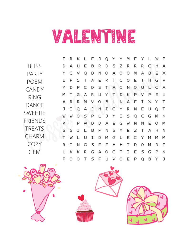 valentine's day word search
