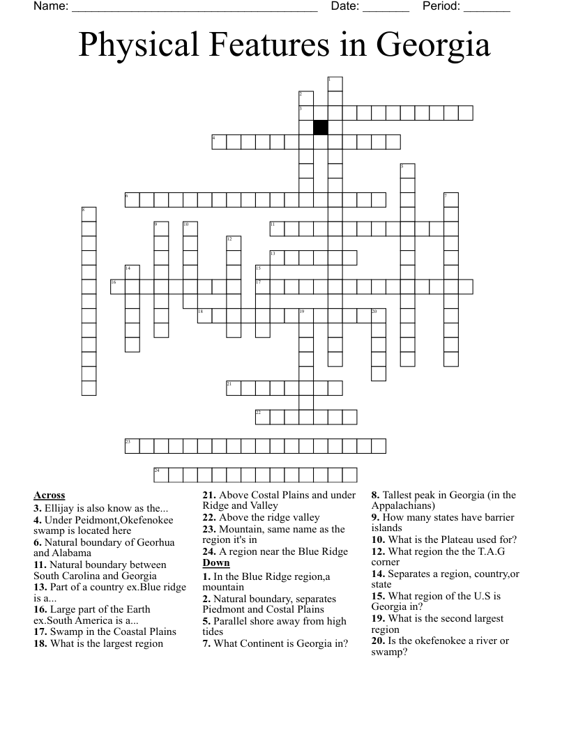 Geography Of Georgia Crossword WordMint Geography Of Georgia Crossword WordMint