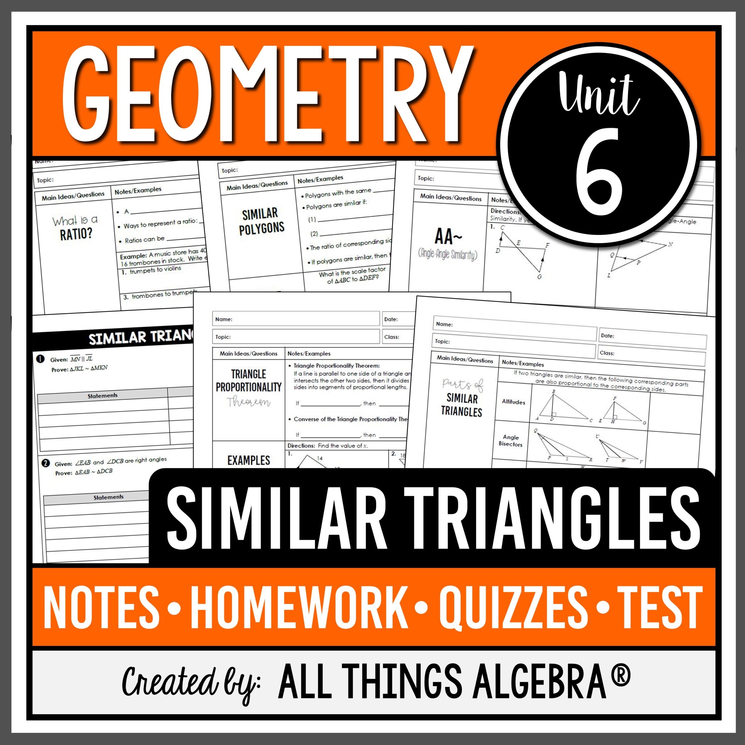Geometry Unit 6 Similar Triangles All Things Algebra 