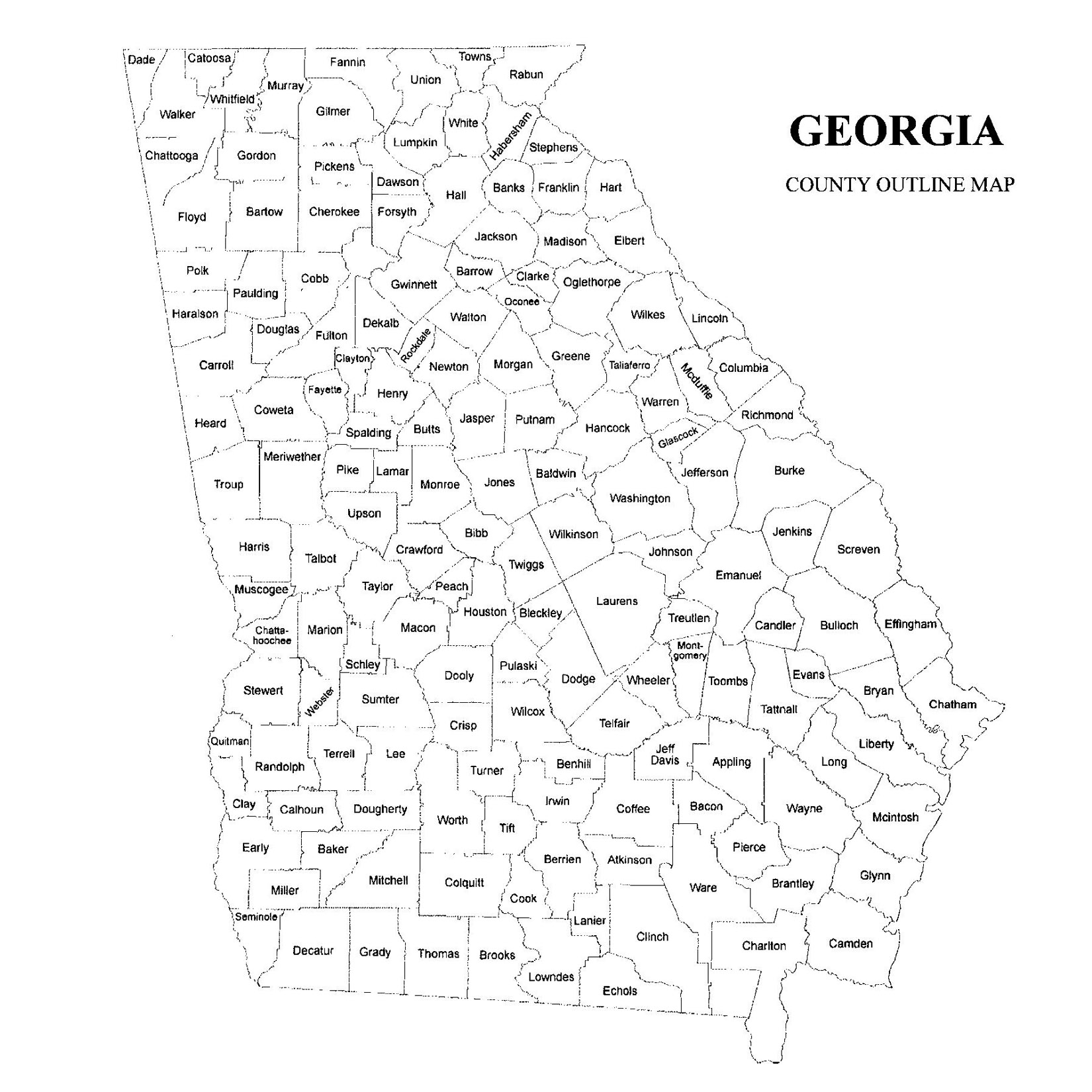 Georgia County Map Jigsaw Genealogy Georgia County Map Jigsaw Genealogy