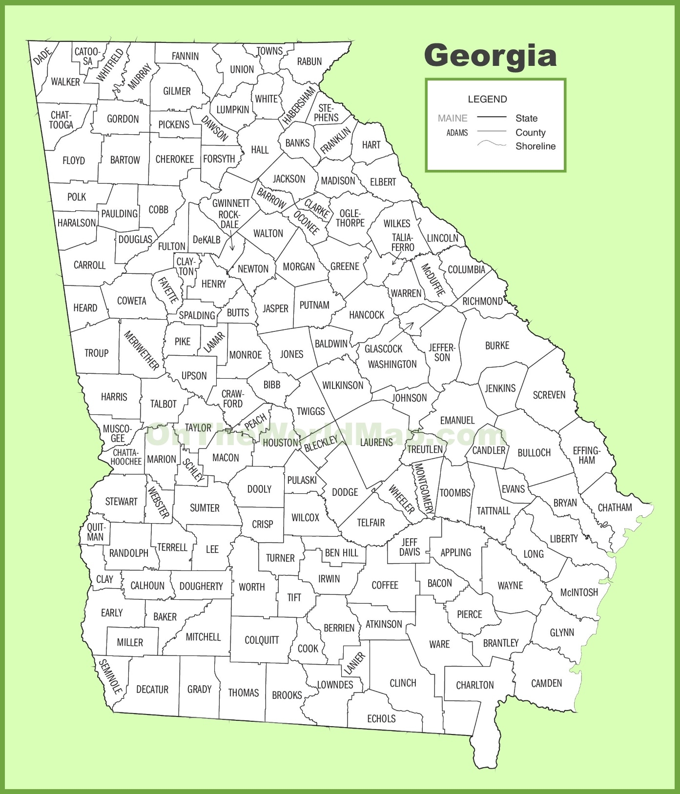 georgia city county map