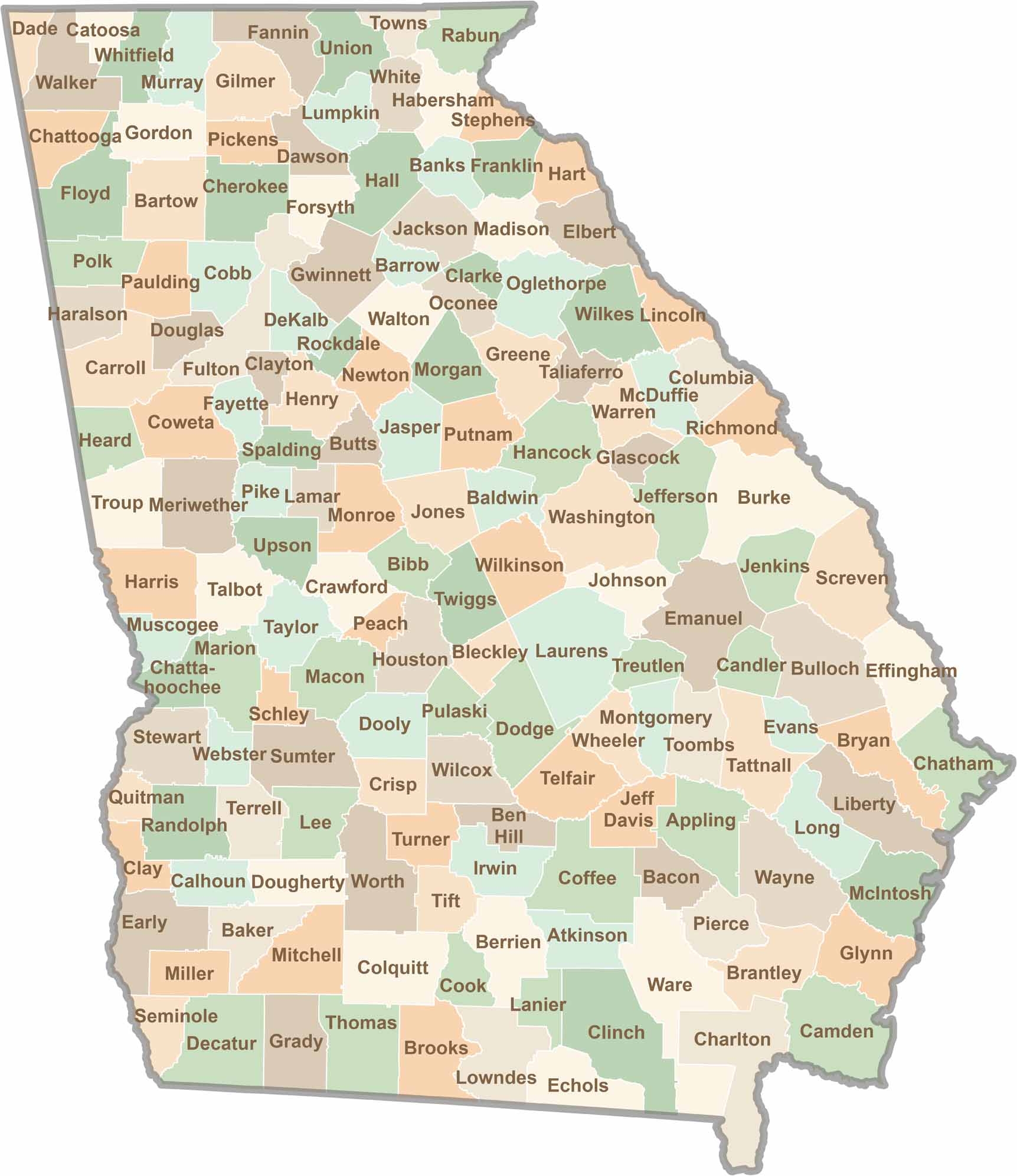Georgia County Map US County Maps