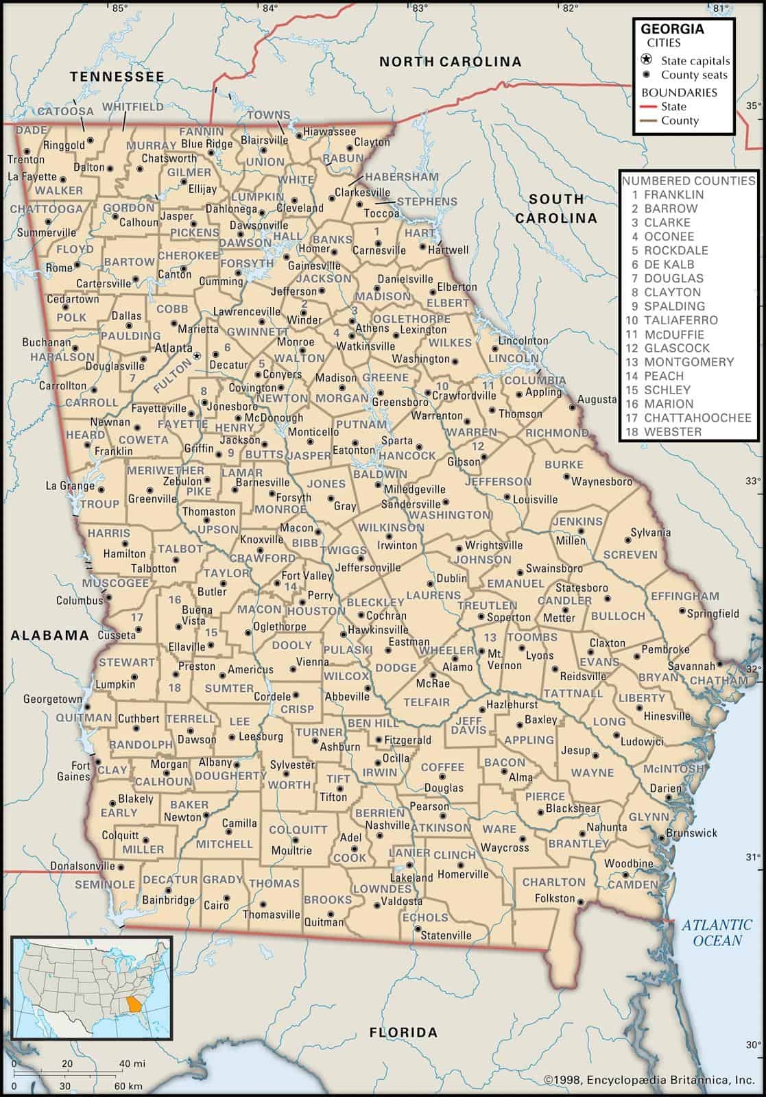 Georgia County Maps Interactive History Complete List