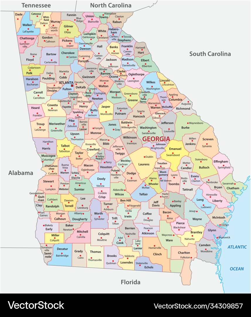 county map georgia with cities