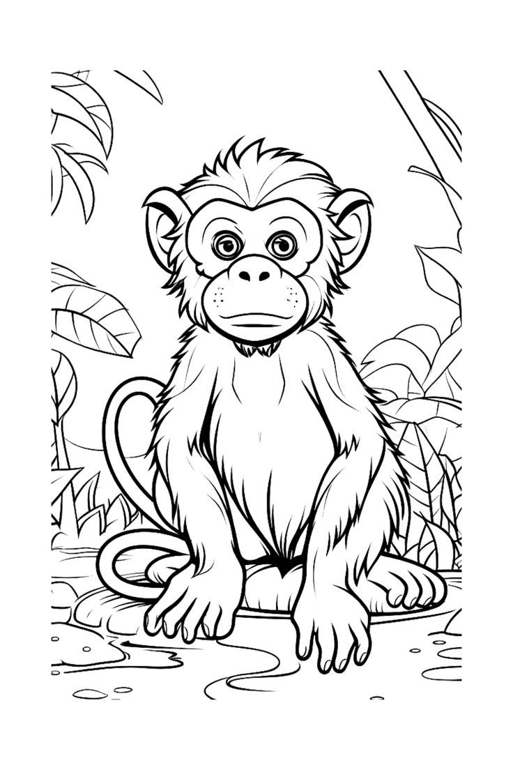 monkey colouring in pages monkey colouring in pages