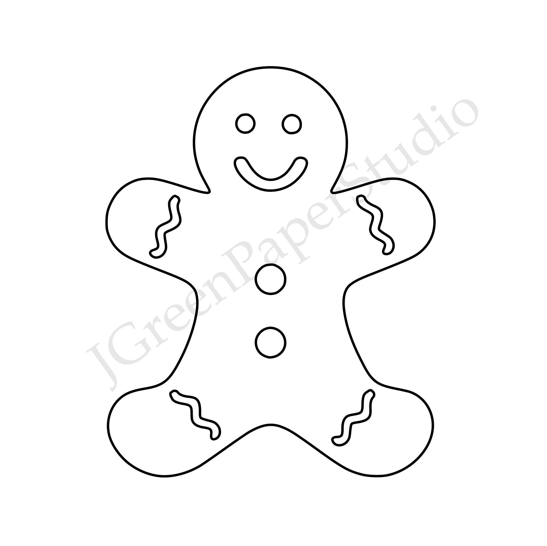Gingerbread Man Template Kids Holiday Coloring Page PDF SVG Digital Download Etsy