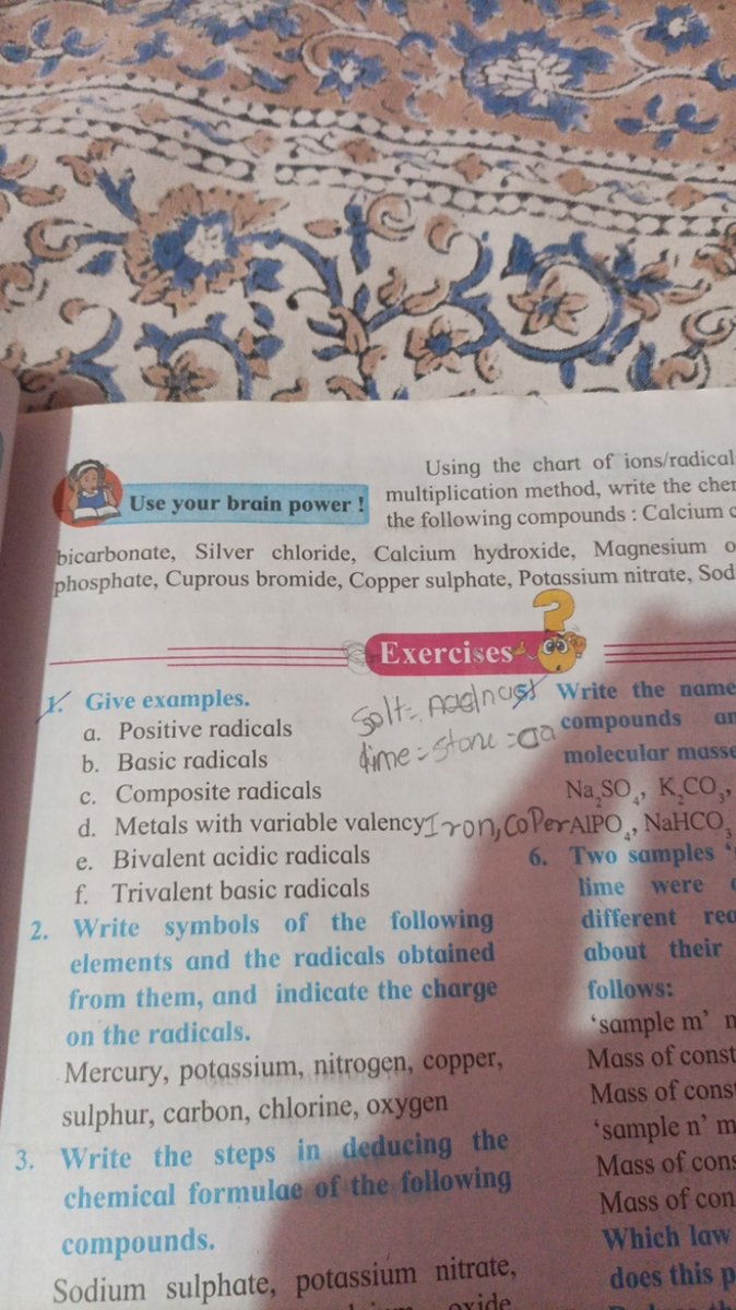 Give Examples A Positive Radicals B Basic Radicals C Composite Radica 