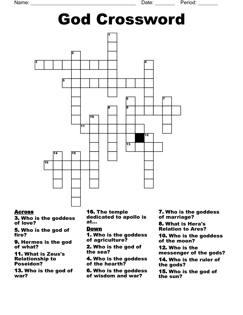 God Crossword WordMint