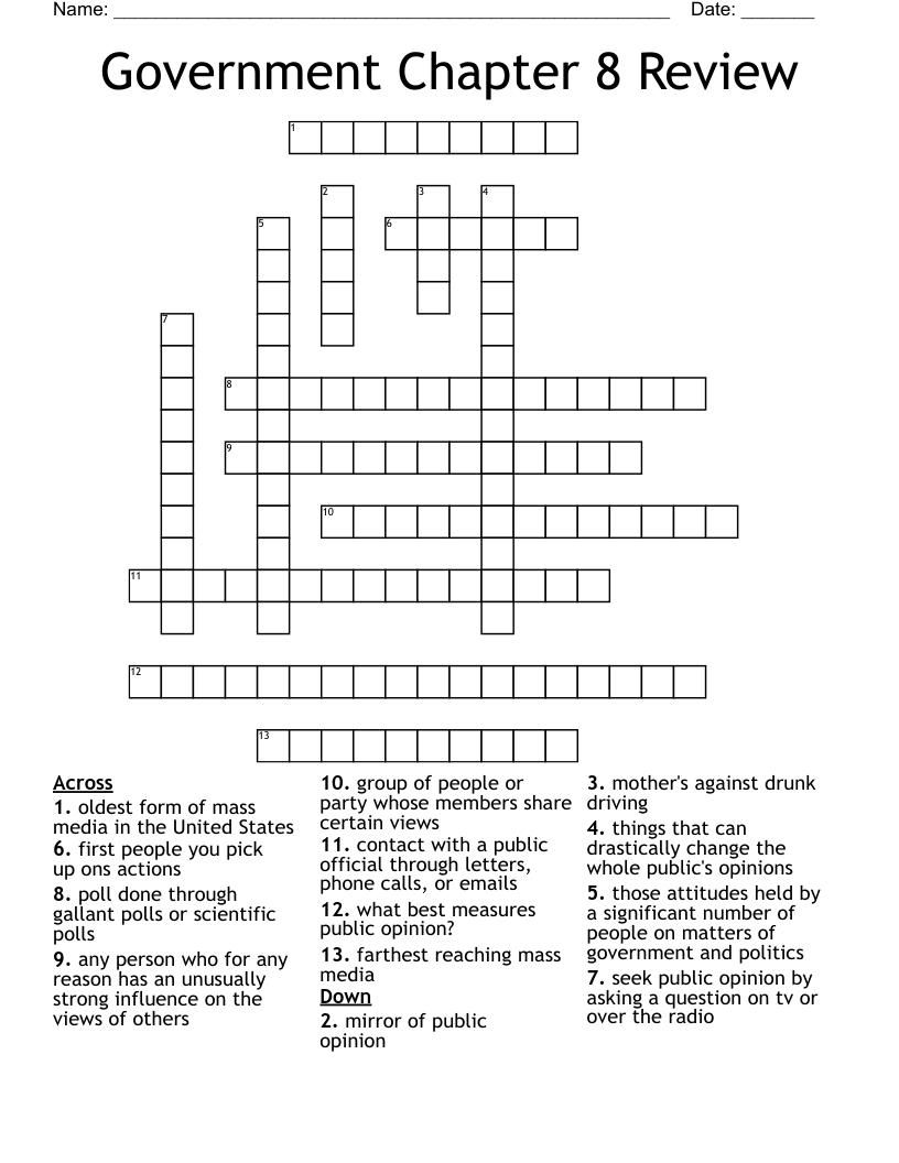 Government Chapter 8 Review Crossword WordMint Government Chapter 8 Review Crossword WordMint