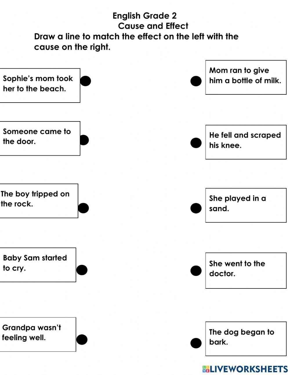 Grade 2 English Cause And Effect Online Exercise For Worksheets Library