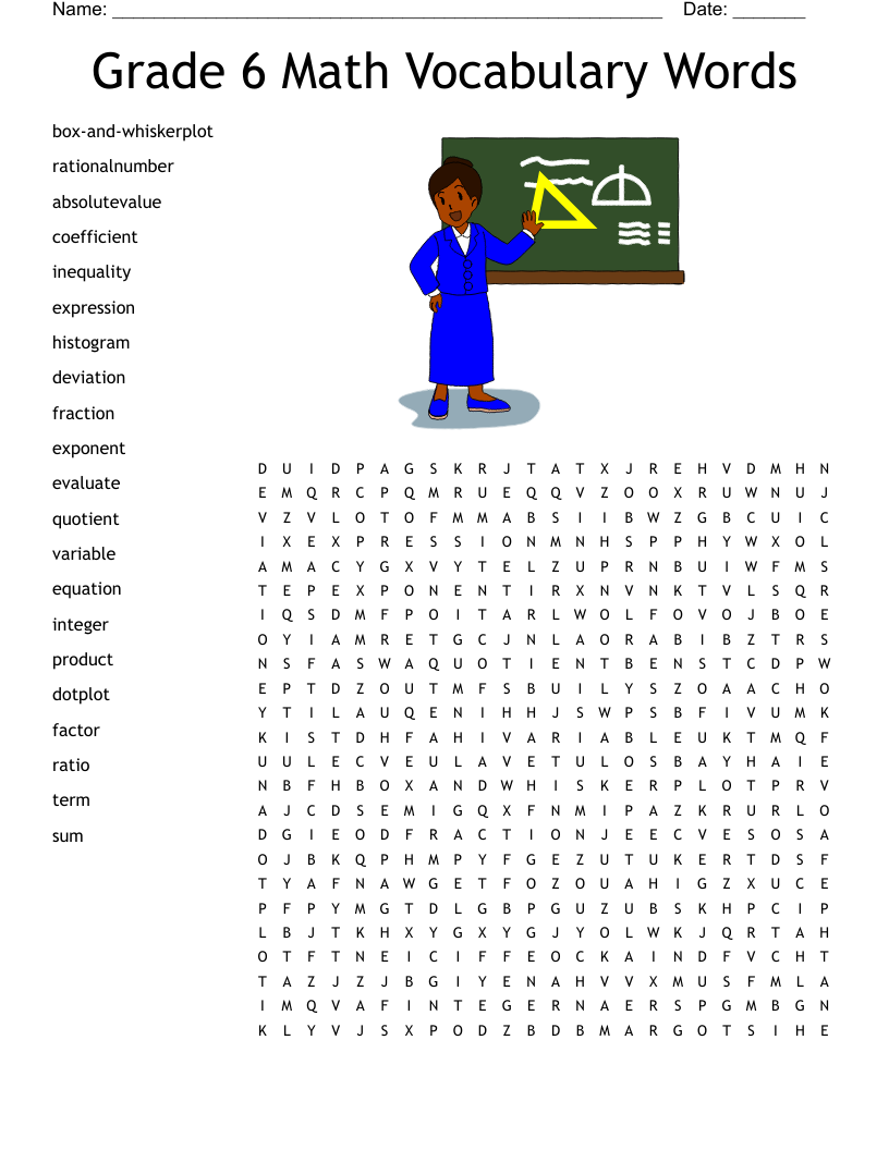 math vocabulary word search