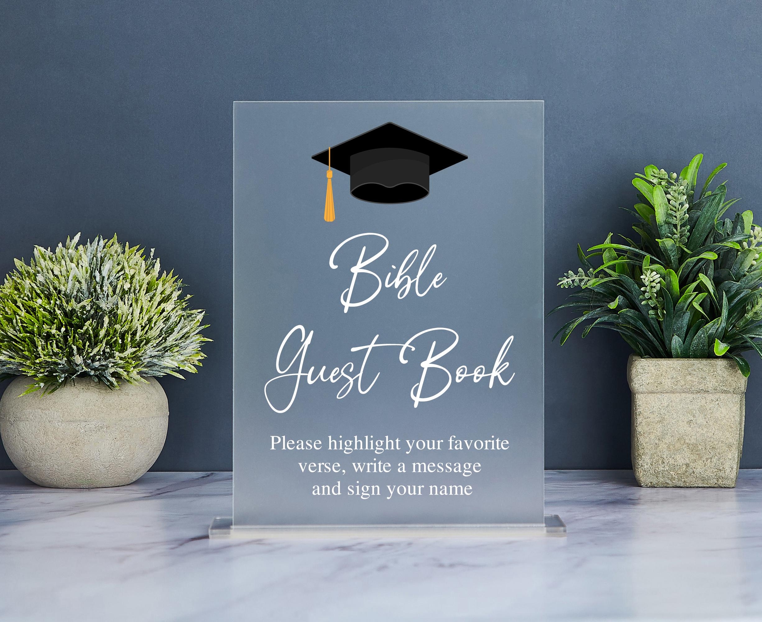 Graduation Bible Guest Book Sign Graduation Decorations Graduation Party Decoration Highlight Your Favorite Verse Etsy
