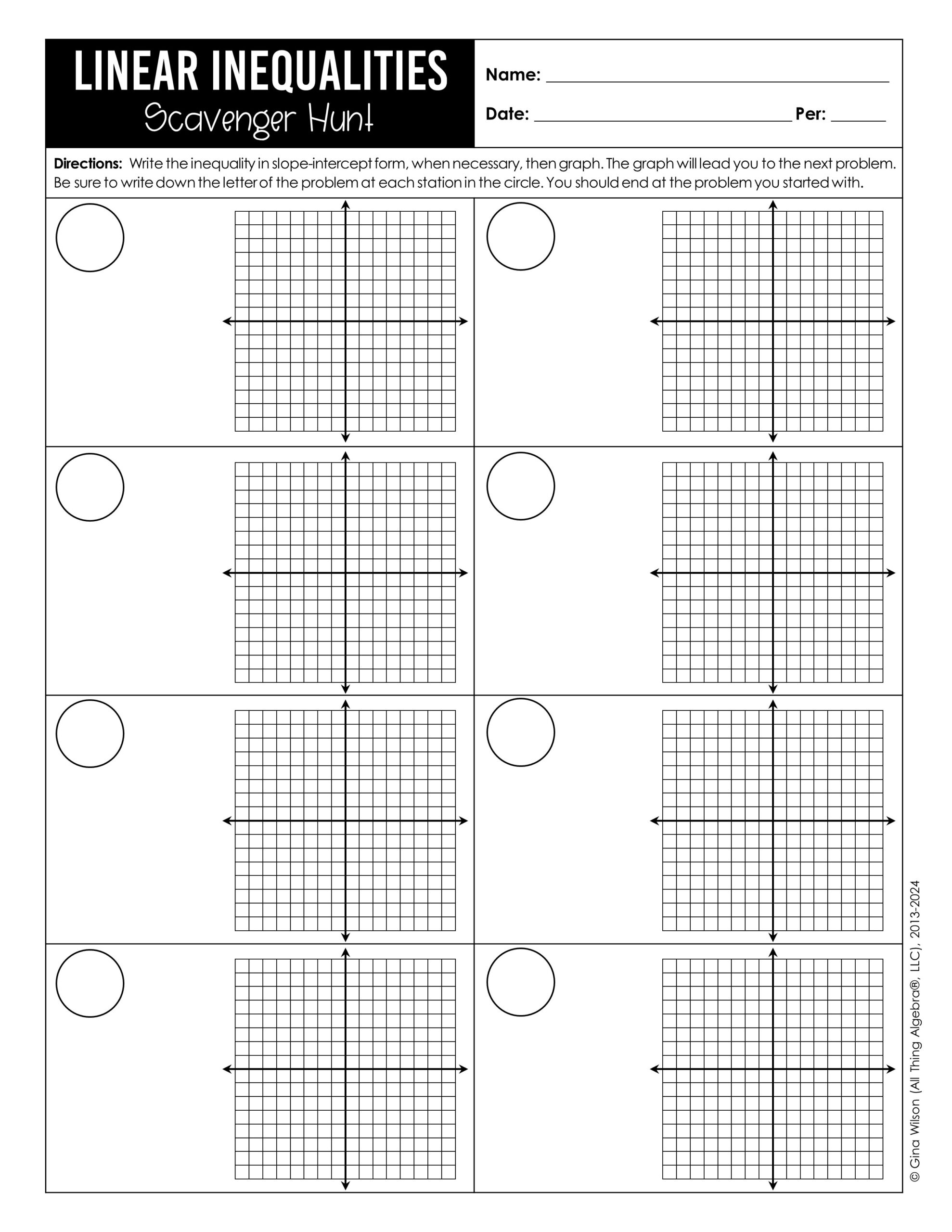 Graphing Linear Inequalities Scavenger Hunt All Things Algebra Graphing Linear Inequalities Scavenger Hunt All Things Algebra