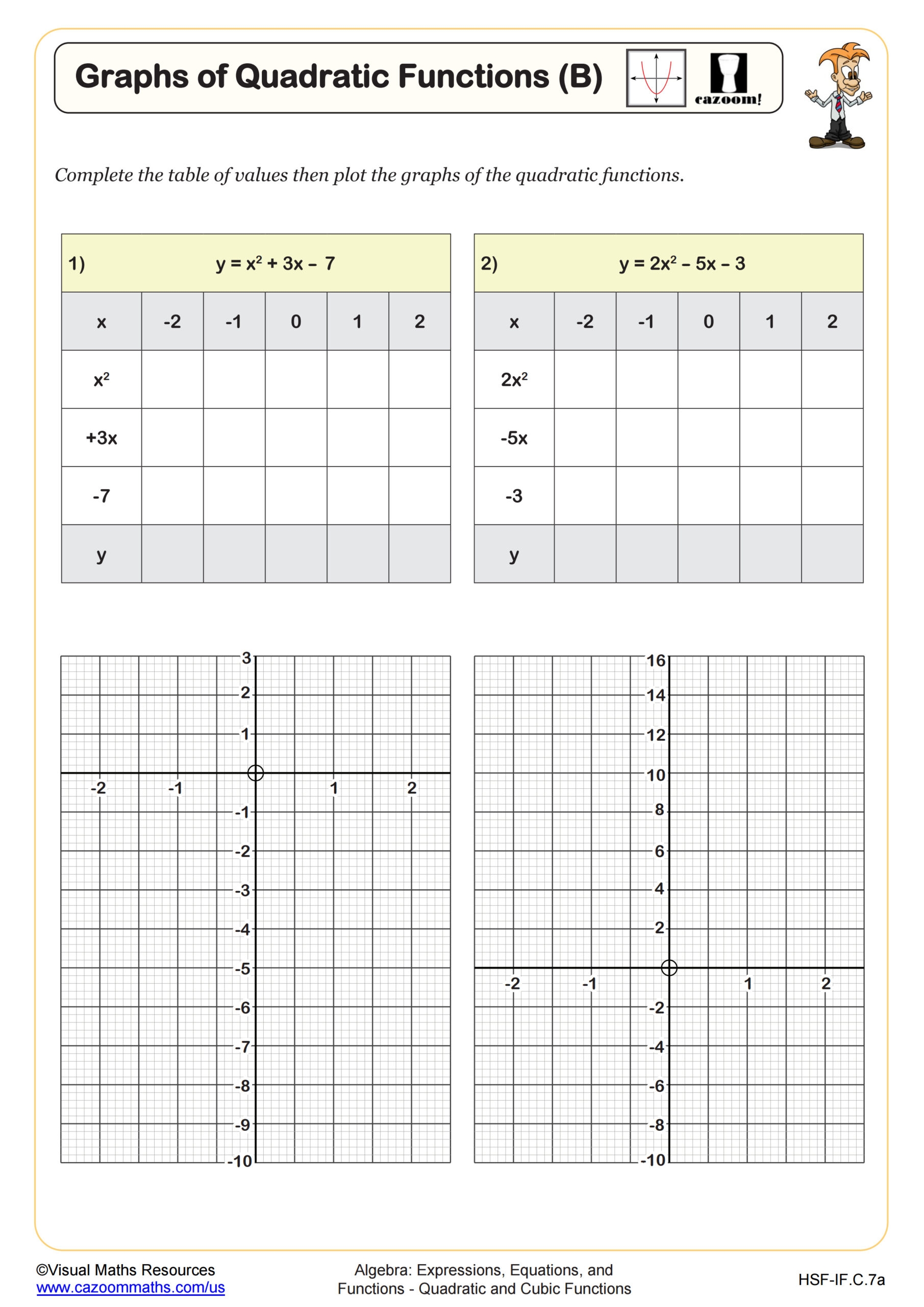 Graphs Of Quadratic Functions B Worksheet PDF Printable Algebra Worksheet Graphs Of Quadratic Functions B Worksheet PDF Printable Algebra Worksheet