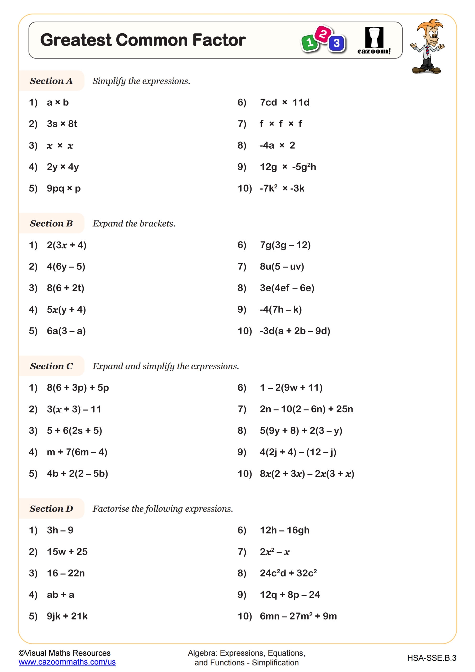 Greatest Common Factor Worksheet Algebra I PDF Worksheets Greatest Common Factor Worksheet Algebra I PDF Worksheets