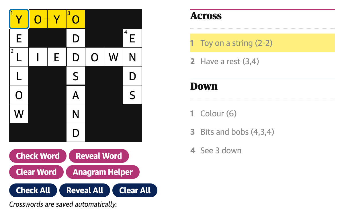 Guardian react crossword Npm