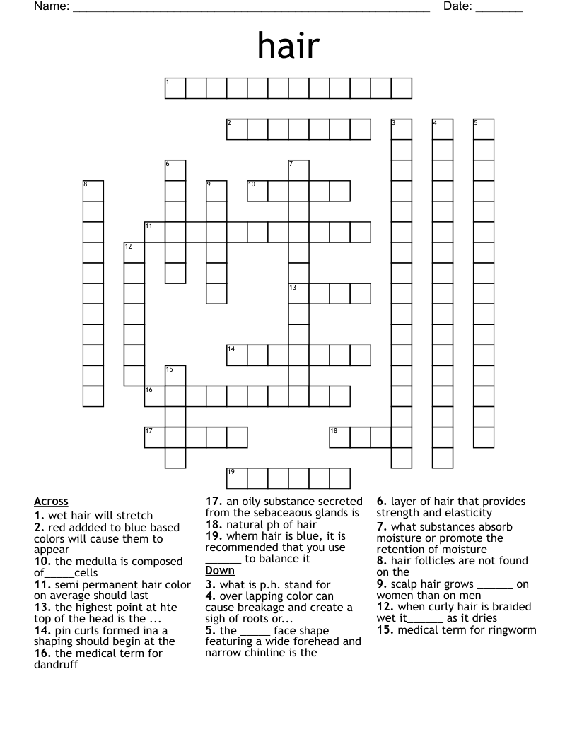 Hair Crossword WordMint Hair Crossword WordMint