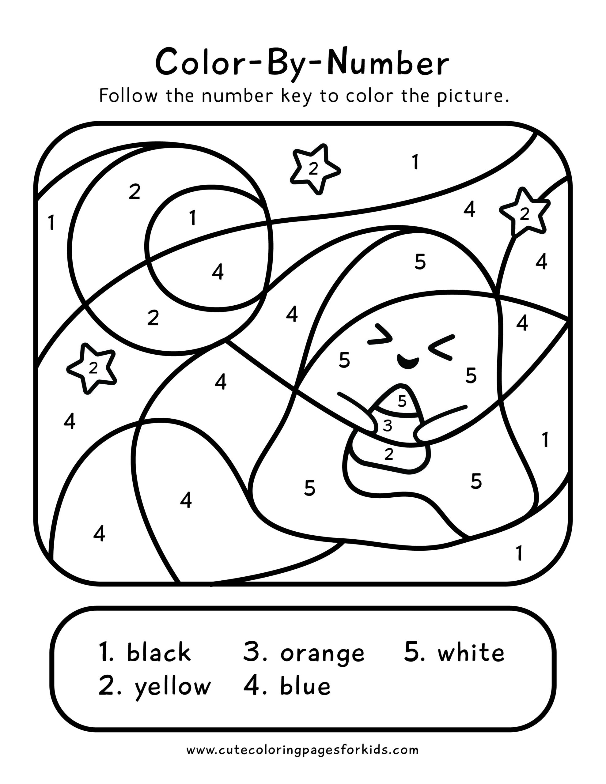 Halloween Color By Number Cute Coloring Pages For Kids